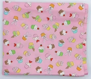 Timeless Treasures Fabric Cotton 2+ yards Bake Pink W/ Cupcakes - Picture 1 of 6