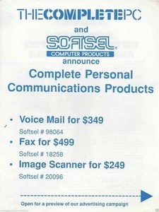 ITHistory AD (1988) THE COMPLETE PC/ SOFTSEL "World's Smartest Fax" - Picture 1 of 3