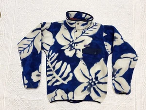 Patagonia Synchilla Mens Snap T Hawaiian Print Fleece Pullover XS Blue 2015 Rare - Picture 1 of 9