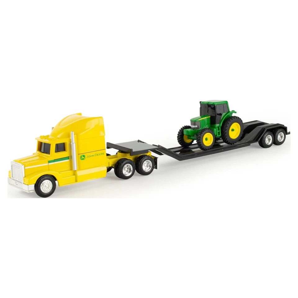 TOMY John Deere Hauler Yellow Semi Truck Trailer and Tractor Set 1:64 - Image 1 of 1