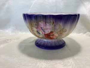 LARGE BOWL ANTIQUE ROYAL BONN GERMANY FRANZ ANTON MEHLEM HAND WITH FLOWERS - Picture 1 of 11