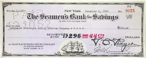 USA - Check - BANKNOTE - The Seamen`s Bank for Savings - New York - 1950s - Picture 1 of 3