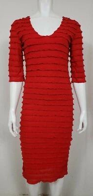 Nuevo con etiquetas Vestido Bettie Page By Tatyana Mujer Talla Pequeña Manga Codo Rojo Volantes Fiesta Foto 1 de 4