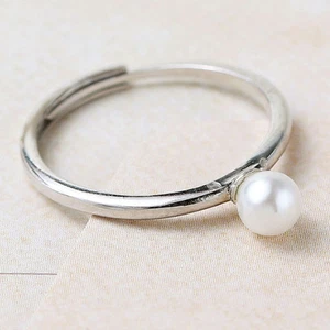 NUEVO Anillo Ajustable Perla Elegante Moderno de Plata Esterlina 925 Talla 3-5 - Imagen 1 de 1