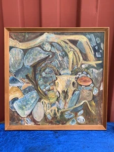 Vintage abstraktes SIGNIERTES Ölgemälde auf Karton signiert Chaloner 64 cm x 64 cm - Bild 1 von 7