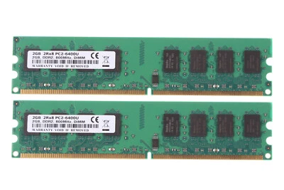 4GB 2X 2GB 2RX8 PC2-6400U 240PIN DDR2 800MHz CL6 DIMM Desktop For Intel Memory - Image 1 of 4