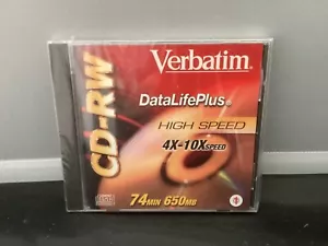 NIP Verbatim CD+RW REWRITABLE COMPACT DISC 650MB 4-10x Recording Speed 74 Min - Picture 1 of 2