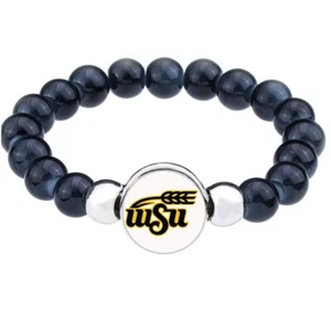 Wichita State Shockers Womens Mens Black Bead Chain Bracelet Gift D1 - Picture 1 of 6