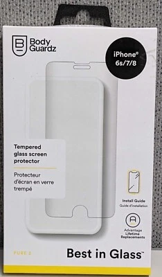 Protector de pantalla de vidrio templado BodyGuardz Pure 2 para iPhone 6s/7/8 - transparente Foto 1 de 2