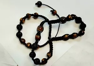 Ausgefallenes Stil Makramee Trio Armband mit Tigerauge und schwarzer Legierung - Bild 1 von 3