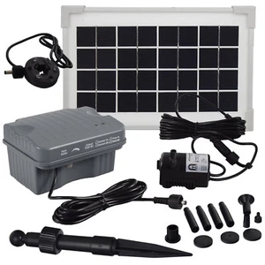 Agora-Tec® Solar Springbrunnen Pumpe Teichpumpen Set Wasserspiel mit Akku & LED - Bild 1 von 8
