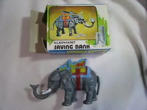 In Box British Crown Colony Hong Kong Works Elephant Saving Bank Plastic - Picture 1 of 11