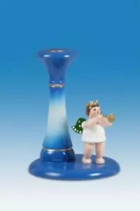 Kerzenhalter Engel mit Krone am Himmelstor blau Höhe 6cm NEU Kerze Kerzenlicht T - Picture 1 of 1