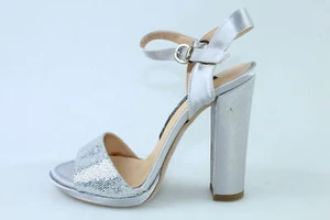 scarpe donna CARLA SANCHEZ 35 sandali argento raso DS758 - Foto 1 di 7