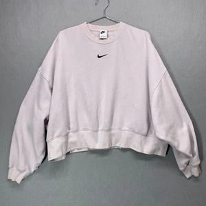 Nike Sweatshirt Womens Large Oversize Cropped Pink Center Swoosh Boxy - Picture 1 of 10