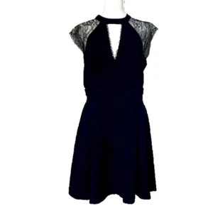 NWT BCBGeneration Fit & Flare Dress Size10 Women Black Lace Short Sleeve Bustier - Picture 1 of 10