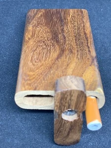 BOWL BOX USA PORTABLE TOBACCO HITTER POCKET SMOKING WOODEN FLOWER ONE 4" DUGOUT - Picture 1 of 12