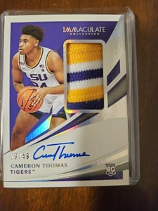2021 Immaculate Collegiate Cameron Thomas On Card Rookie Auto RPA  /49 LSU RC