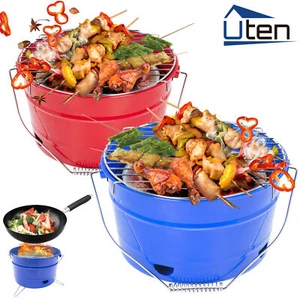 Grilleimer Grill Holzkohlegrill Grillkübel Feuerkorb Picknick Party Camping BBQ - Bild 1 von 15
