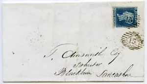 Escaso 1855 2d placa azul 4, Perf 14, en cubierta de Londres a Blackburn. - Imagen 1 de 2