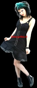 vestito corto cotone nero dark gothic goth emo lolita rock - Foto 1 di 1