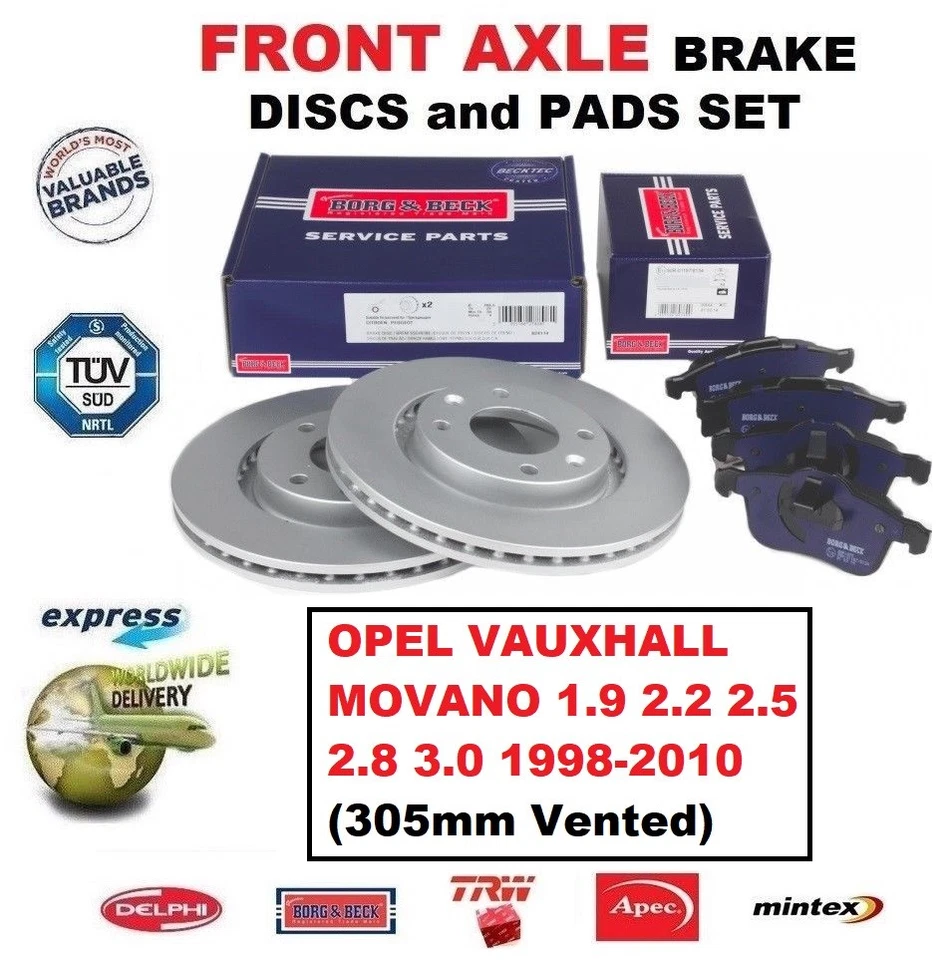 FOR OPEL VAUXHALL MOVANO 1.9 2.2 2.5 2.8 3.0 1998-2010 FRONT BRAKE PADS + DISCS - Image 1 of 1