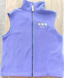 Chaleco polar púrpura bordado alce cremallera completa hecho en EE. UU. Alaska para hombre XL - Imagen 1 de 5