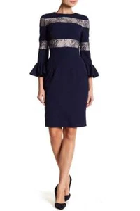 JS COLLECTIONS LACE TRIM BELL CUFF SLEEVE DRESS sz 12 - Picture 1 of 2