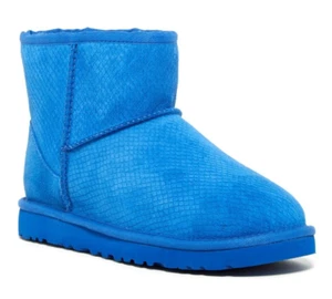 UGG Classic Mini Exotic Scales Boot, Blue, Size 6 (Fits like 6.5 or 7) - Picture 1 of 3