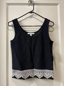 NWT St. John Black Round Neck Knit Tank Top Wool Blend Sz P Vintage Made In USA - Bild 1 von 16