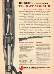 Ruger M-77 Magnum 1970 rifle vintage Southport CT anuncio impreso - Imagen 1 de 1
