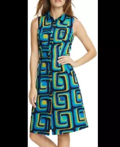 NWT Boden Iris Geometric Colorful Sleeveless Shirt Dress Size 10 Regular - Picture 1 of 7