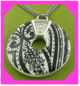 BRIGHTON CASABLANCA TILE Black & White Reversible NECKLACE NWtag $58 50% - Picture 1 of 3