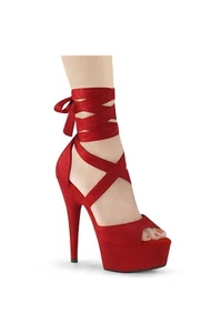Sandalia Pleaser USA DELIGHT-679 Red Plataforma Entrecruzada Tobillo Envolvente UK5 - Imagen 1 de 4