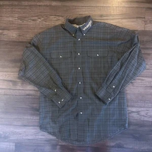Camicia cowboy western nera verde oliva WRANGLER uomo 20x taglia XL nuova senza etichette - Foto 1 di 6
