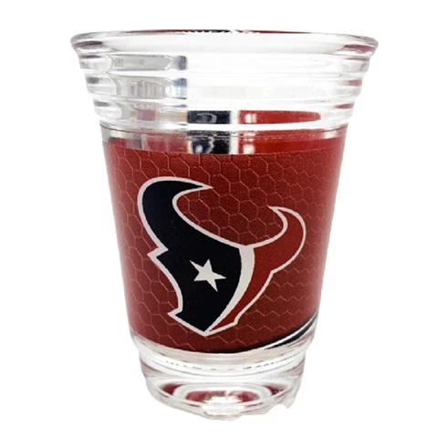 Houston Texans Shot Glass 2 oz Round NFL Sports Football Fan Metallic Graphics Cover