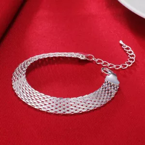 Damen Modeschmuck 925 Sterling Silber vergoldet Mesh Kette verstellbar Armband - Bild 1 von 8