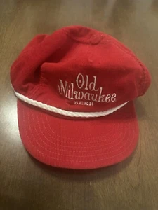 Vintage Old Milwaukee Beer Red Corduroy Trucker Hat Adjustable Strap - Picture 1 of 8