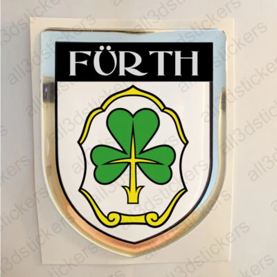 ALL3DSTICKERS Aufkleber Fürth Deutschland Wappen Flagge 3D Kfz-Aufkleber Fahne Emblem