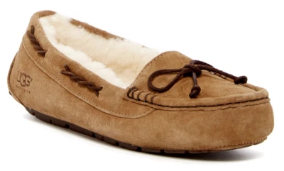UGG Women's Tate Slippers Wool Lined Suede Moccasin in Chestnut Brown Size 7 - Image 1 of 3
