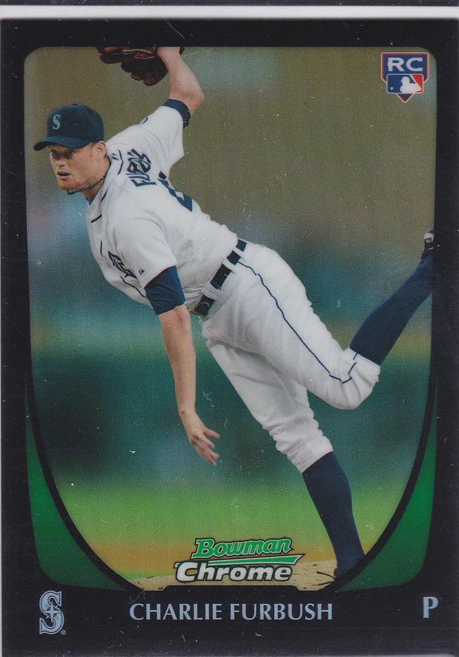 Tarjeta de novato Charlie Furbush Seattle Mariners 2011 Bowman Draft Refractor Foto 1 de 1