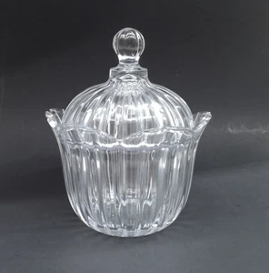 SOGA Alexandria Vtg Clear Crystal Ribbed Glass Lidded apothecary Candy Jar Japan - Picture 1 of 7