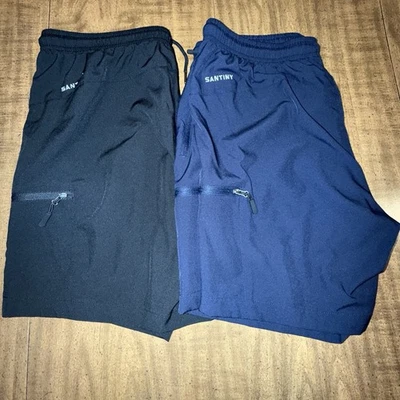 Туристические шорты женские Santiny лот из 2 шт. Карманы на молнии большие черные и синие - Изображение 1 из 4