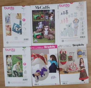 10 SEWING PATTERNS Fun Craft Projects New Uncut See List Pictures Lot P190 - Picture 1 of 2