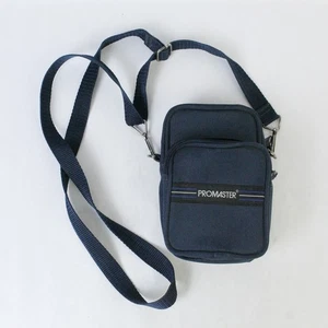 PROMASTER Padded Digital Camera Bag Black Blue Trim 5"x3" Detachable Strap - Picture 1 of 5