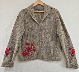 Northern Reflections Vintage Cardigan Sweater XL Cottage Boho Whimsy Wool Floral - Picture 1 of 13