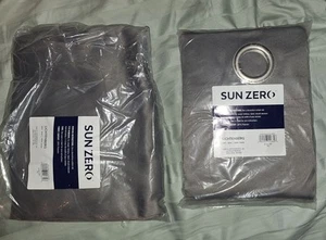 Sun Zero Gray Curtains 40x63 Set Of 2 - Picture 1 of 2