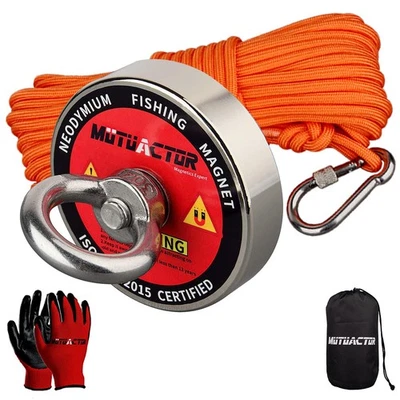 MUTUACTOR 400lbs Neodymium Magnet Fishing Kit with 20m Rope for Treasure Hunting