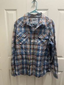 levi strauss Pearl Snap Plaid Shirt Multi Color Size Large Western Style - Afbeelding 1 van 8
