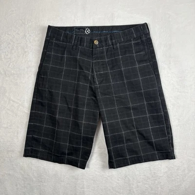 Y2K Volcom Corpo Class Striped Plaid Black Shorts Men's Waist Size 31" - Image 1 of 4